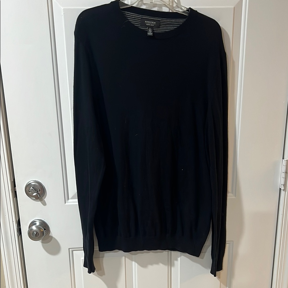 Nordstrom Black Crewneck Sweater Classic Knit Design